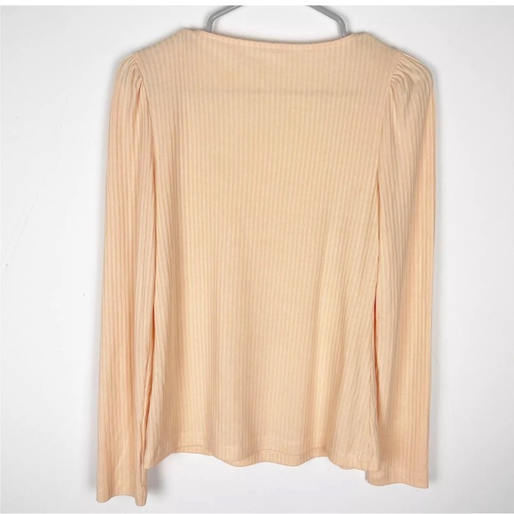 Anthropologie Ribbed Long Sleeve Scoop Neck Top orange Medium - Picture 4 of 5